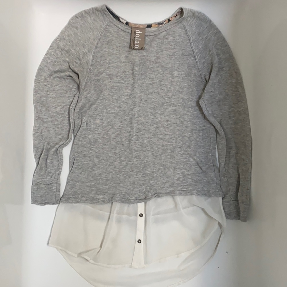 ✨Dolan Left Coast Collection Tunic Top Grey Chiffon Anthropologie Sz xs✨
